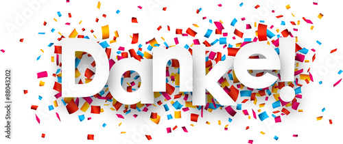 Paper danke confetti sign.