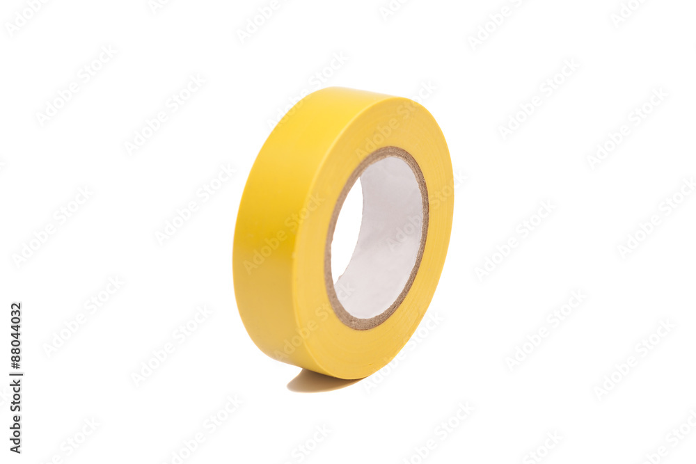 Roll of sticky insulating Scotch tape on a white background Roll of sticky insulating Scotch tape on a white background