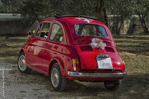 Car decorated for a wedding in Italy