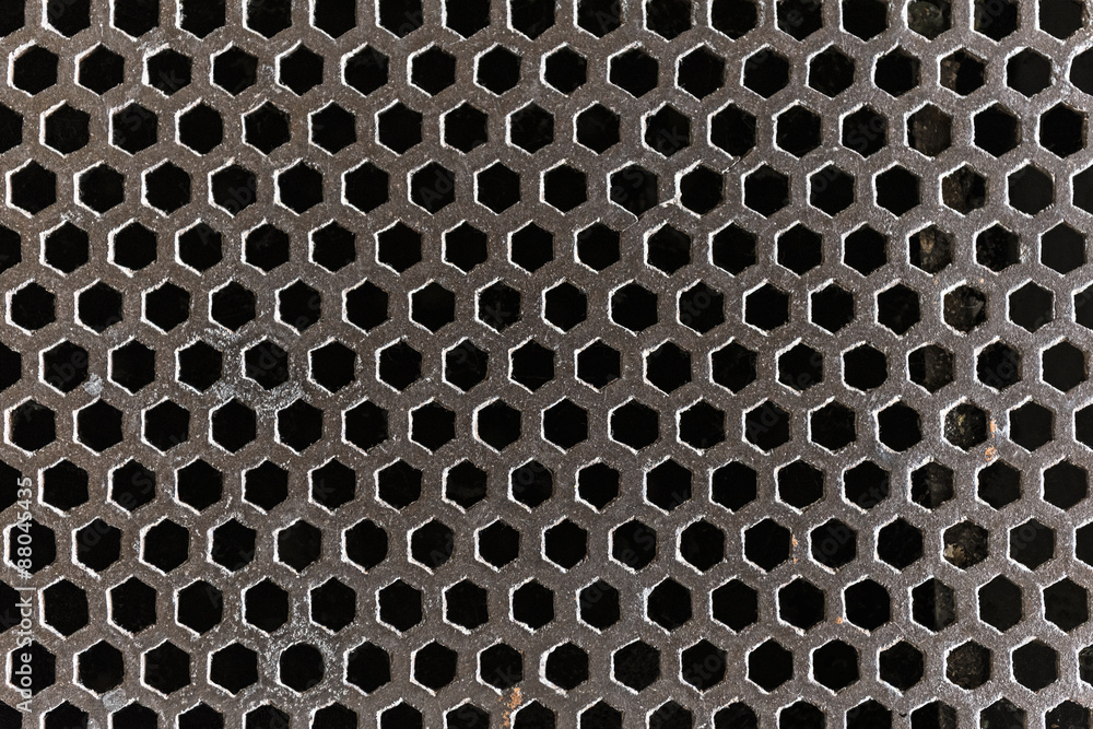 Steel grating covering sewer Steel grating covering sewer