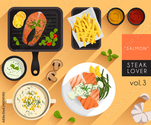 Food Illustration : Steak : Salmon