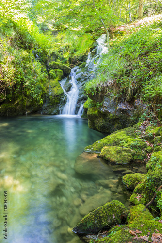Waterfalls near the source of Zirauntza river  Alava  Spain 