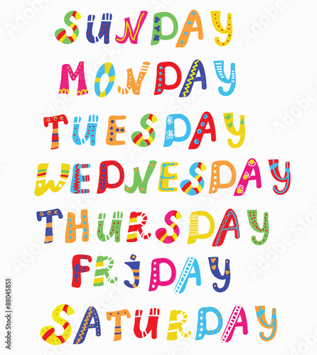 Days of the week funny banners set