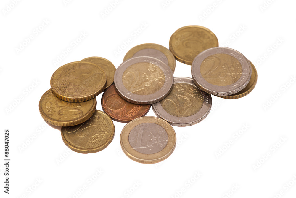Euro coins isolated on white background Euro coins isolated on white background