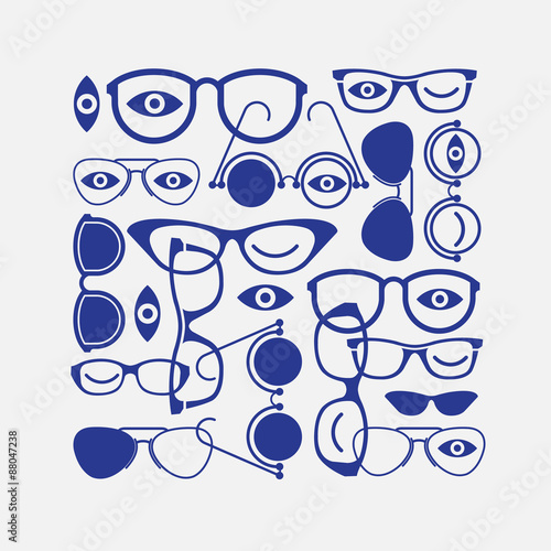 Composition with glasses silhouettes.