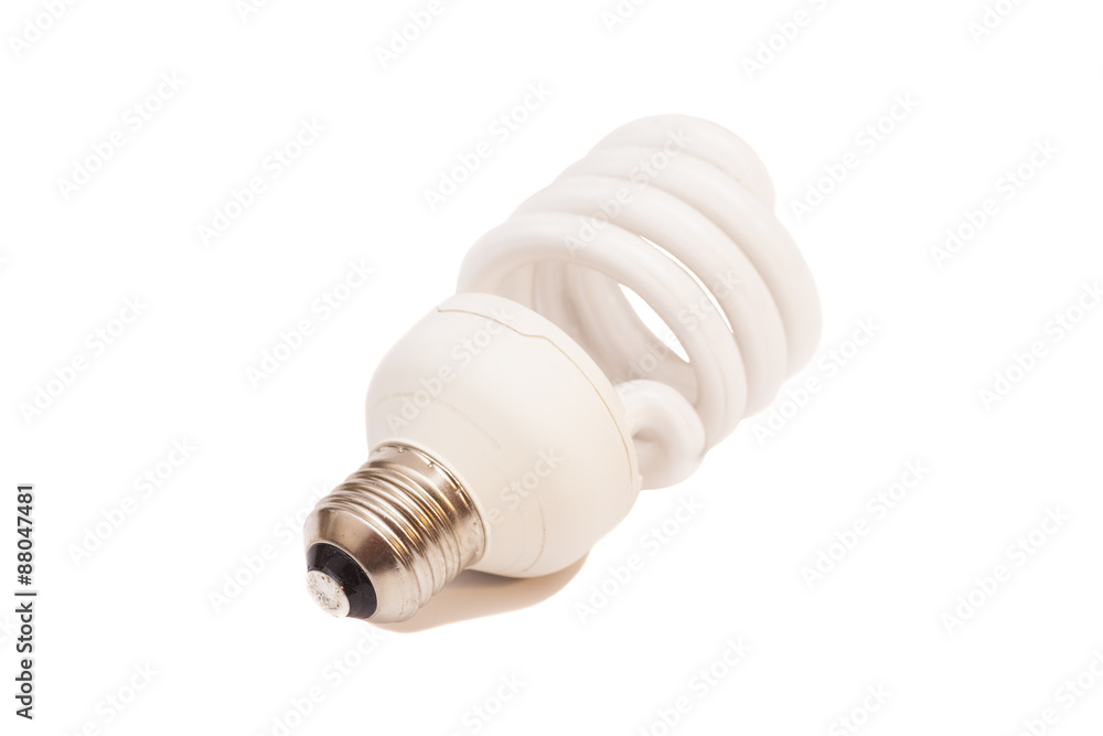 Energy saving fluorescent light bulb on white bakground Energy saving fluorescent light bulb on white bakground