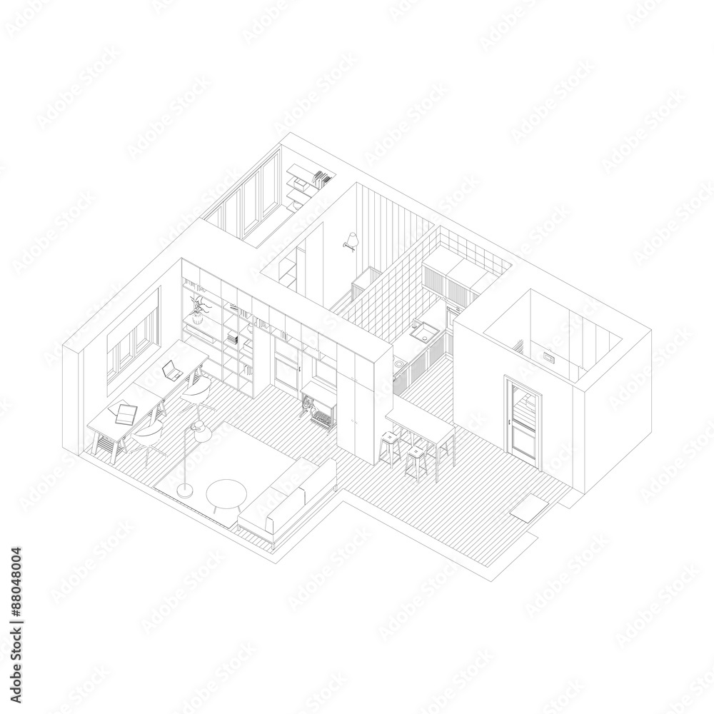 Interior drawing of the apartment.