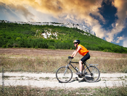 girl rides a bicycle