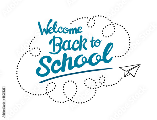 Welcome back to school message with paper plane icon vector