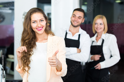 Happy woman in beauty salon