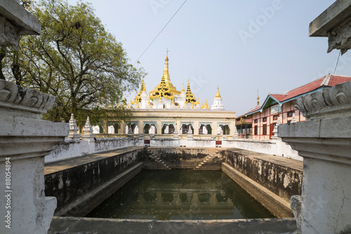 White pagoda is on Sagaing hill, Myamar.