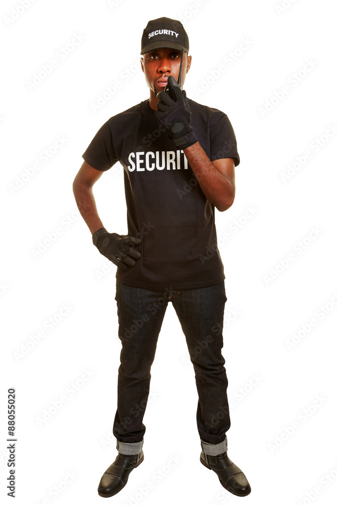 Mann vom Sicherheitsdienst mit Funkgerät
