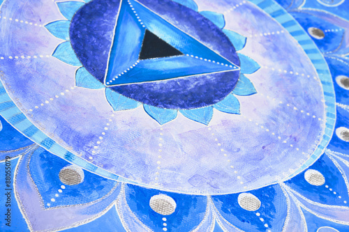 abstract blue painted picture mandala of Vishuddha chakra