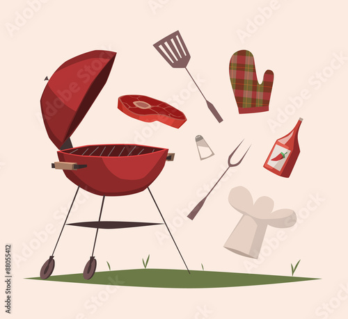 BBQ equipment. Vector illustration.