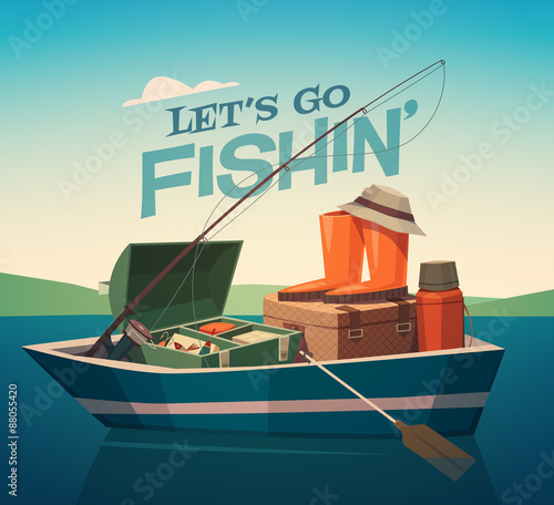 Fishing boat. Vector illustration.