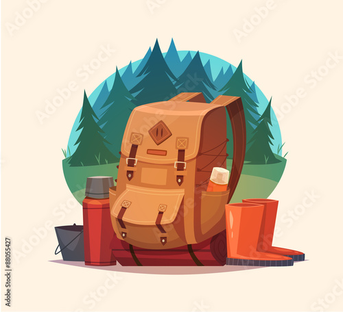  Camping emblem. Vector illustration.