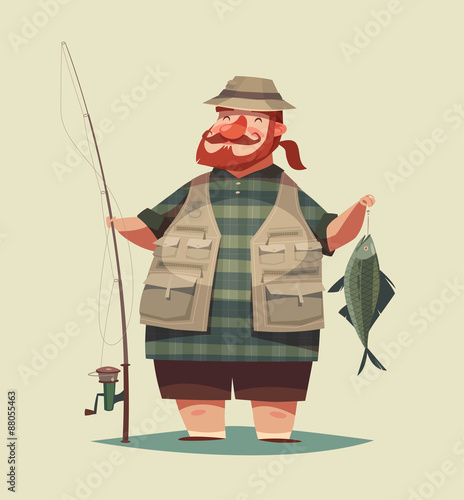 Fisherman's catch. Vector illustration.