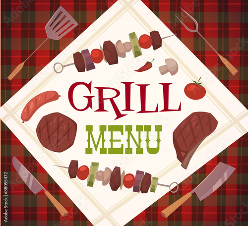 Grill menu. Vector illustration.
