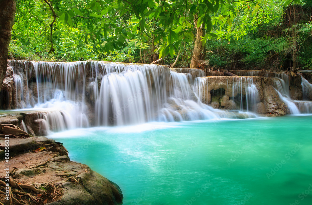 Huay Mae Khamin, Paradise Waterfall located in deep forest of Th