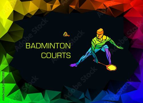 Sports poster with abstract badminton player
