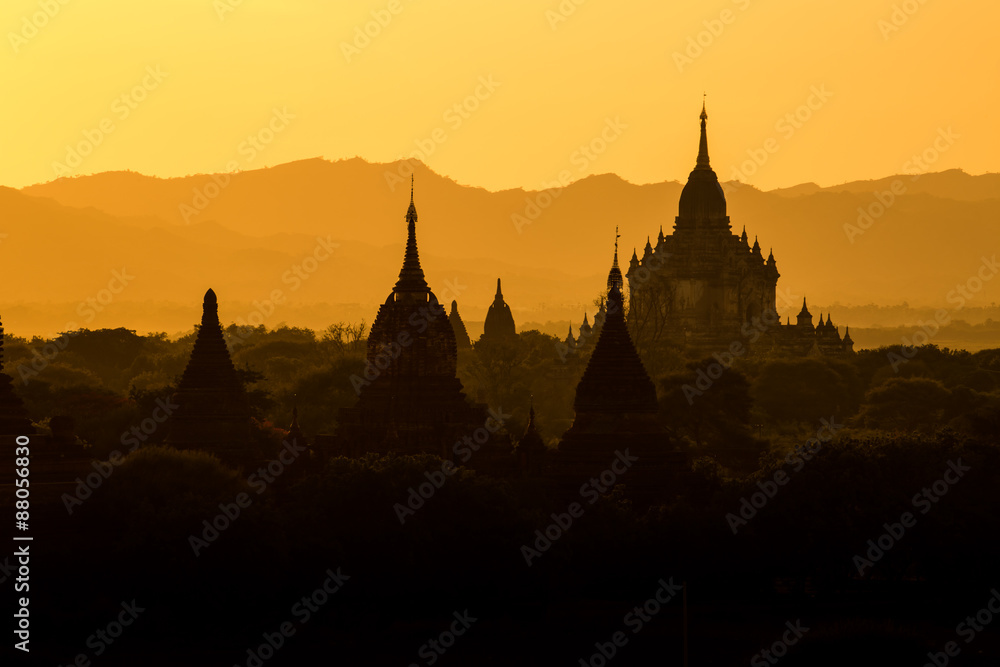 Sunrise at Bagan pagoda Myanmar.