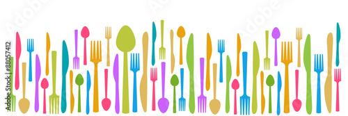 Obraz na płótnie Fork Knife Spoon Abstract Colorful Horizontal