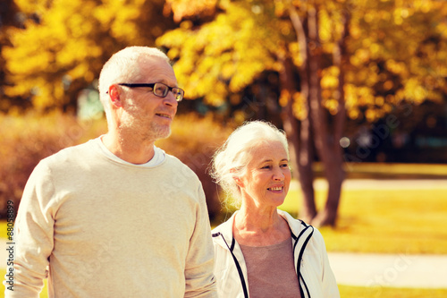 senior couple in city park