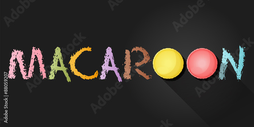 macaroon word with top view of macaroons