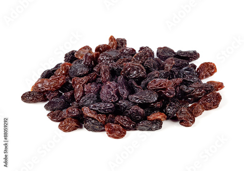 raisins on white background.
