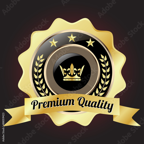 Golden Premium Quality Badge with stars and rope design
