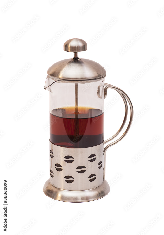 French Press Coffee or Tea Maker isolated on white background French Press Coffee or Tea Maker isolated on white background