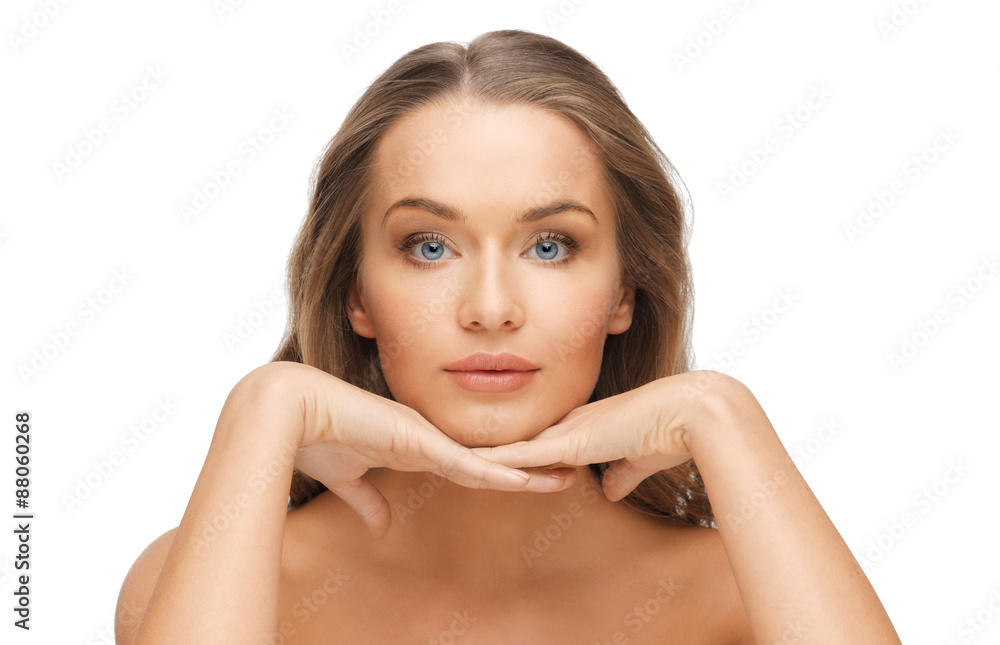 Fototapeta premium beautiful woman face with long blond hair