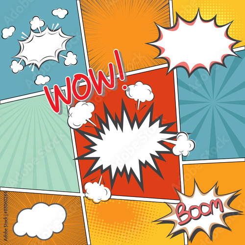 comic book templete with speech bubbles element