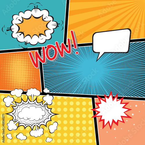 comic book templete with speech bubbles element