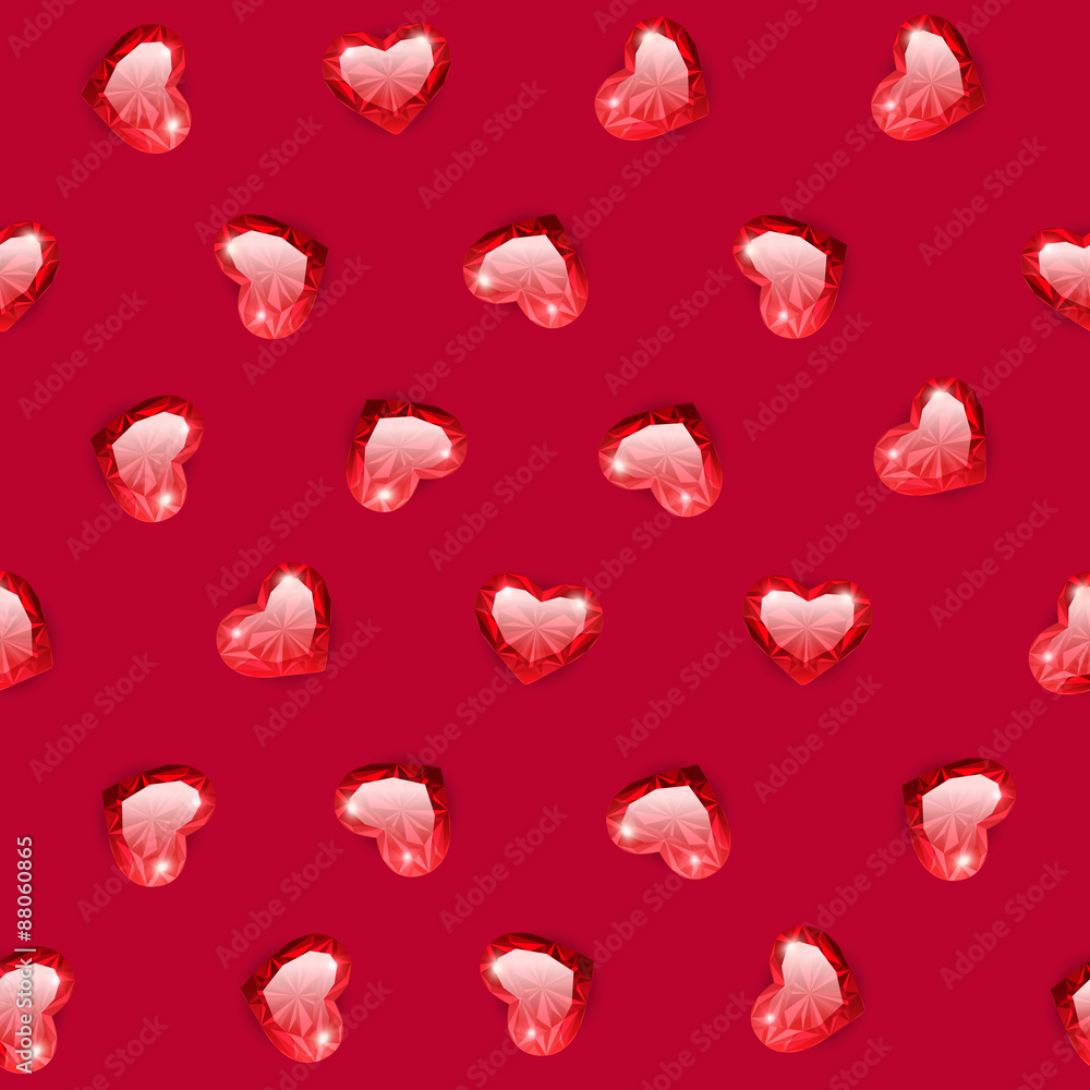 Ruby Gem Hearts Seamless Pattern Ruby Gem Hearts Seamless Pattern