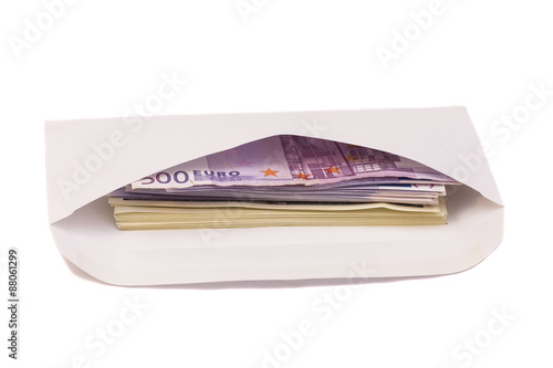 Wallpaper Mural Stack of euro and dollars in open envelope isolated on white Torontodigital.ca