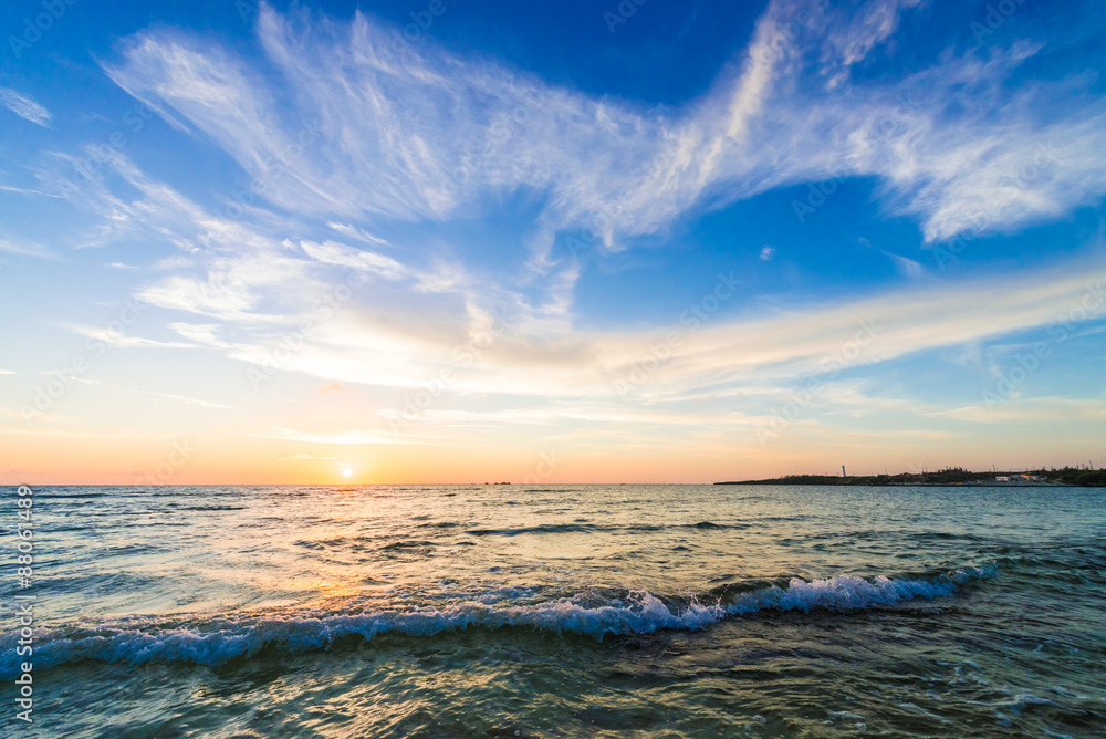 Dramatic sunset and beautiful coast, Okinawa, Japan Dramatic sunset and beautiful coast, Okinawa, Japan