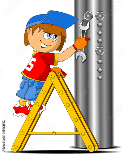 working on a stepladder