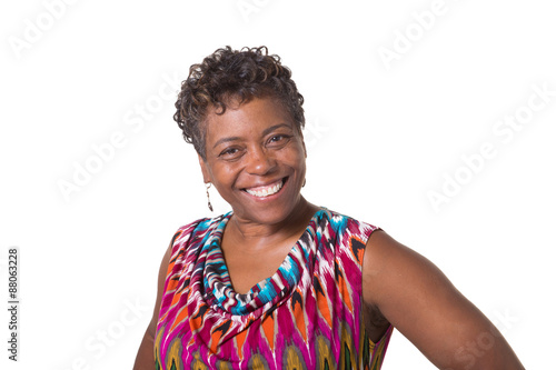Portrait of an older  woman isolated on white