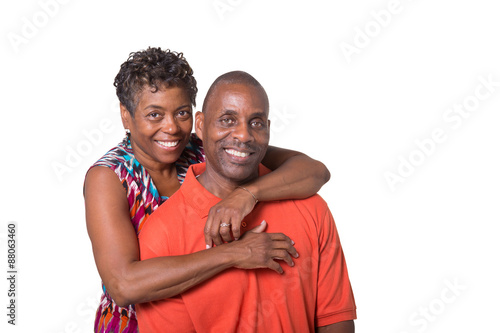 Portrait of an older couple standing close 