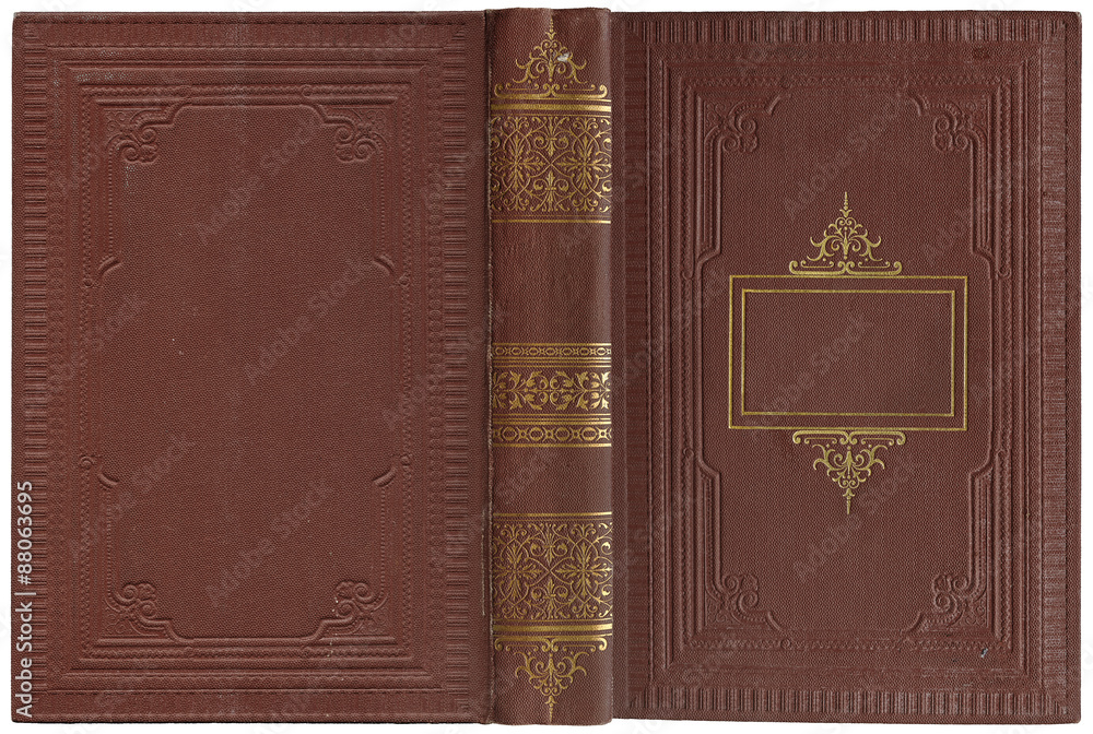 Obraz premium Old open book cover - circa 1900 - isolated on white - perfect in detail