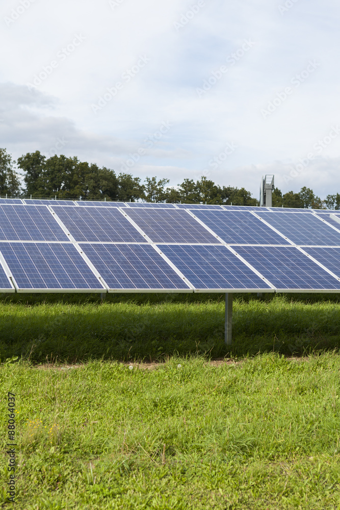 Field with blue siliciom solar cells alternative energy Field with blue siliciom solar cells alternative energy