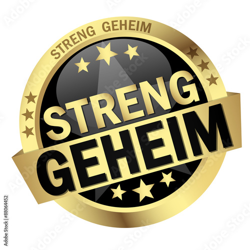 Button with Banner Streng Geheim