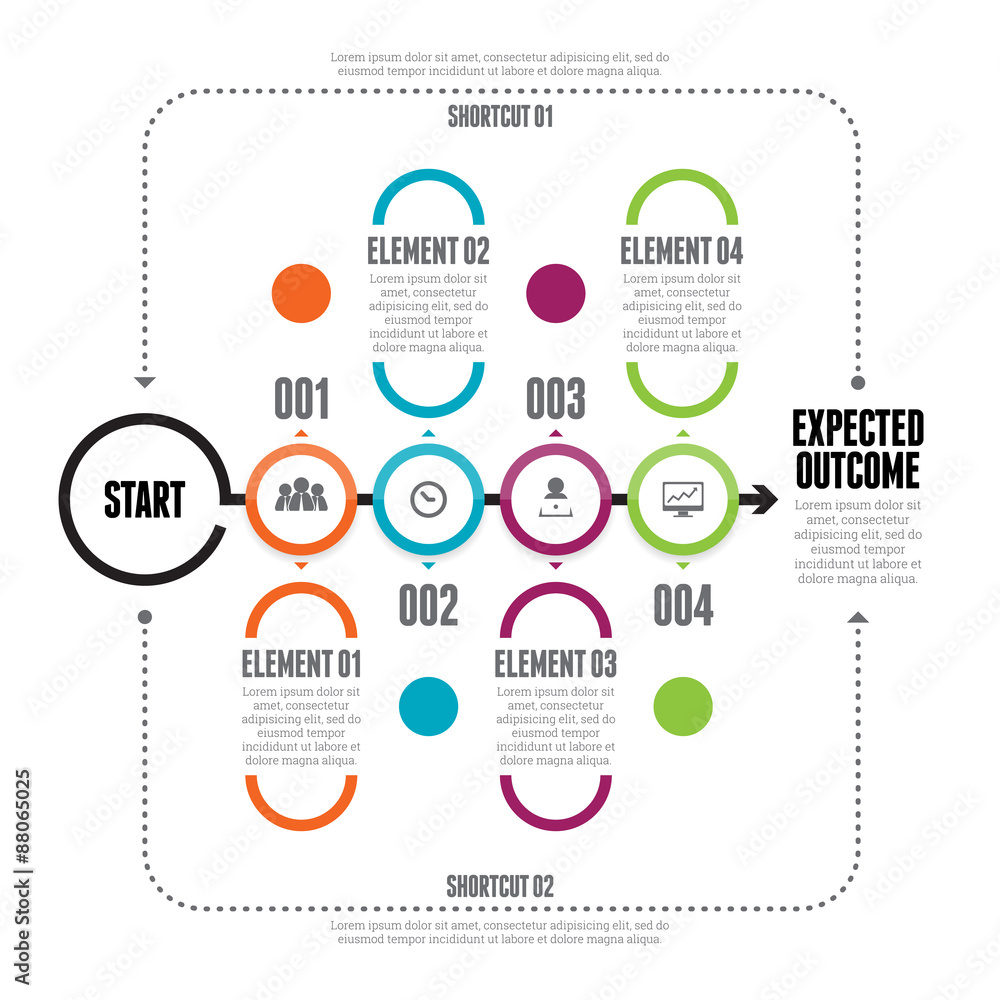 Fototapeta premium Bold Circle Line Chain Infographic