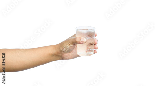 Hand holding a glass of water