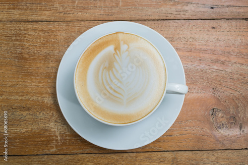 latte on wooden table brown color