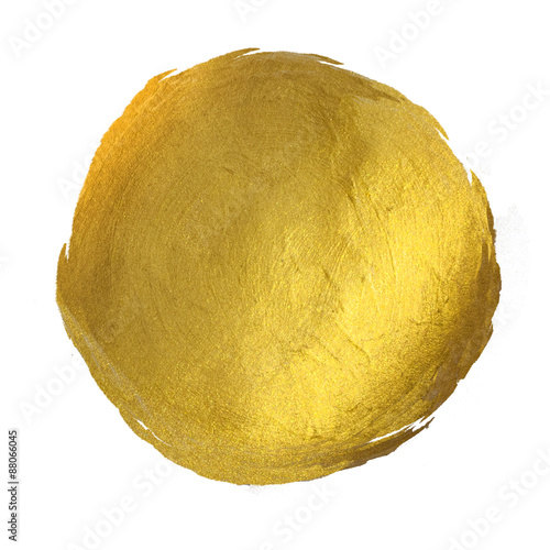 Gold Round Shining Paint Stain Hand Drawn Illustration