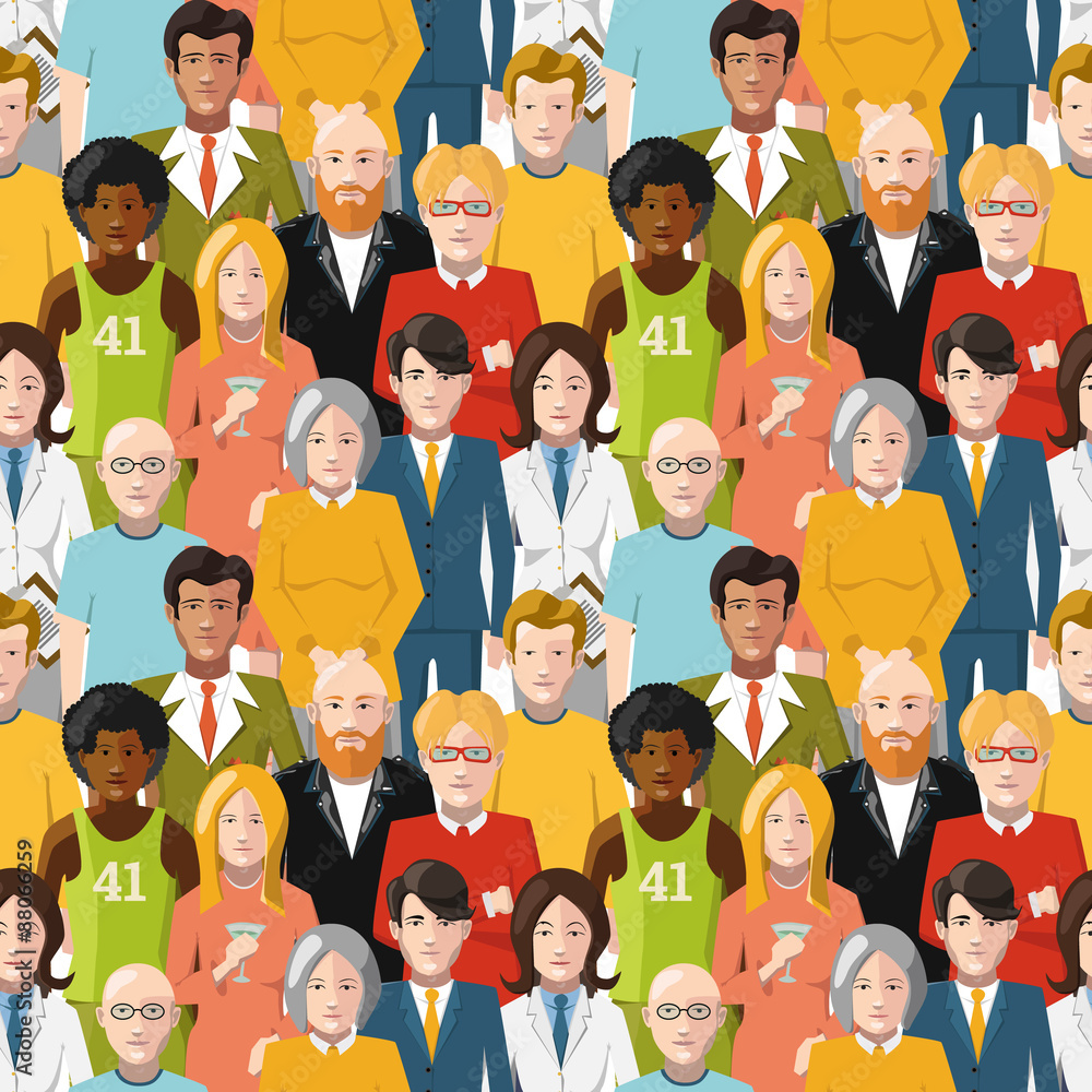 Crowd of people seamless pattern Crowd of people seamless pattern