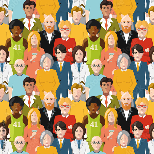 Crowd of people seamless pattern