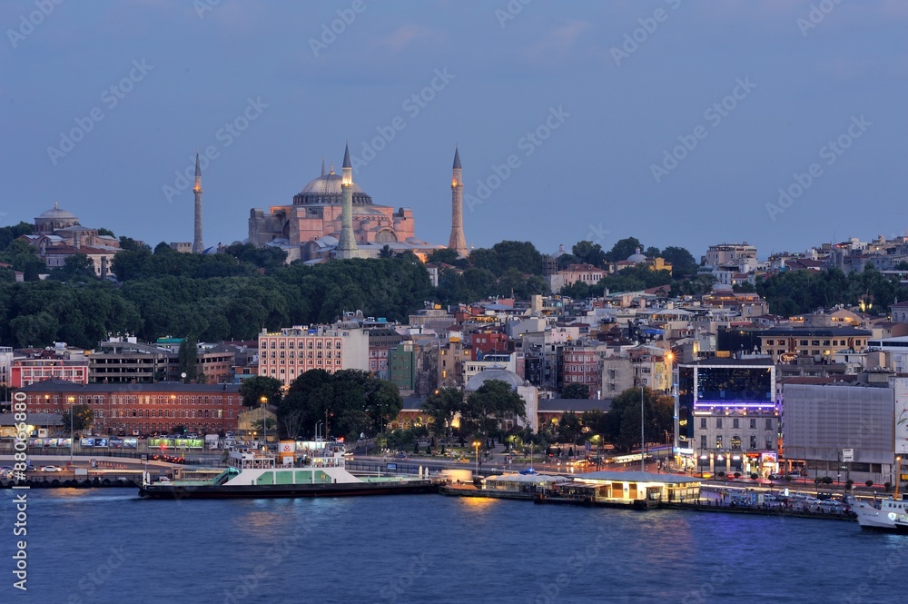 Hagia Sophia in blue evening, Istanbul Turkey